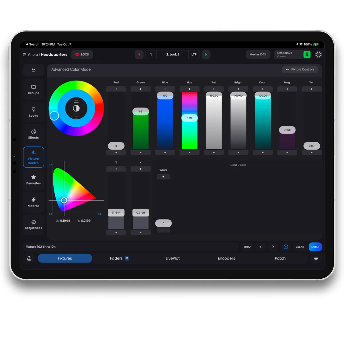 Mobilna konsola światła Blackout Lighting Console na iPadzie Pro – wypożyczenie, Warszawa
