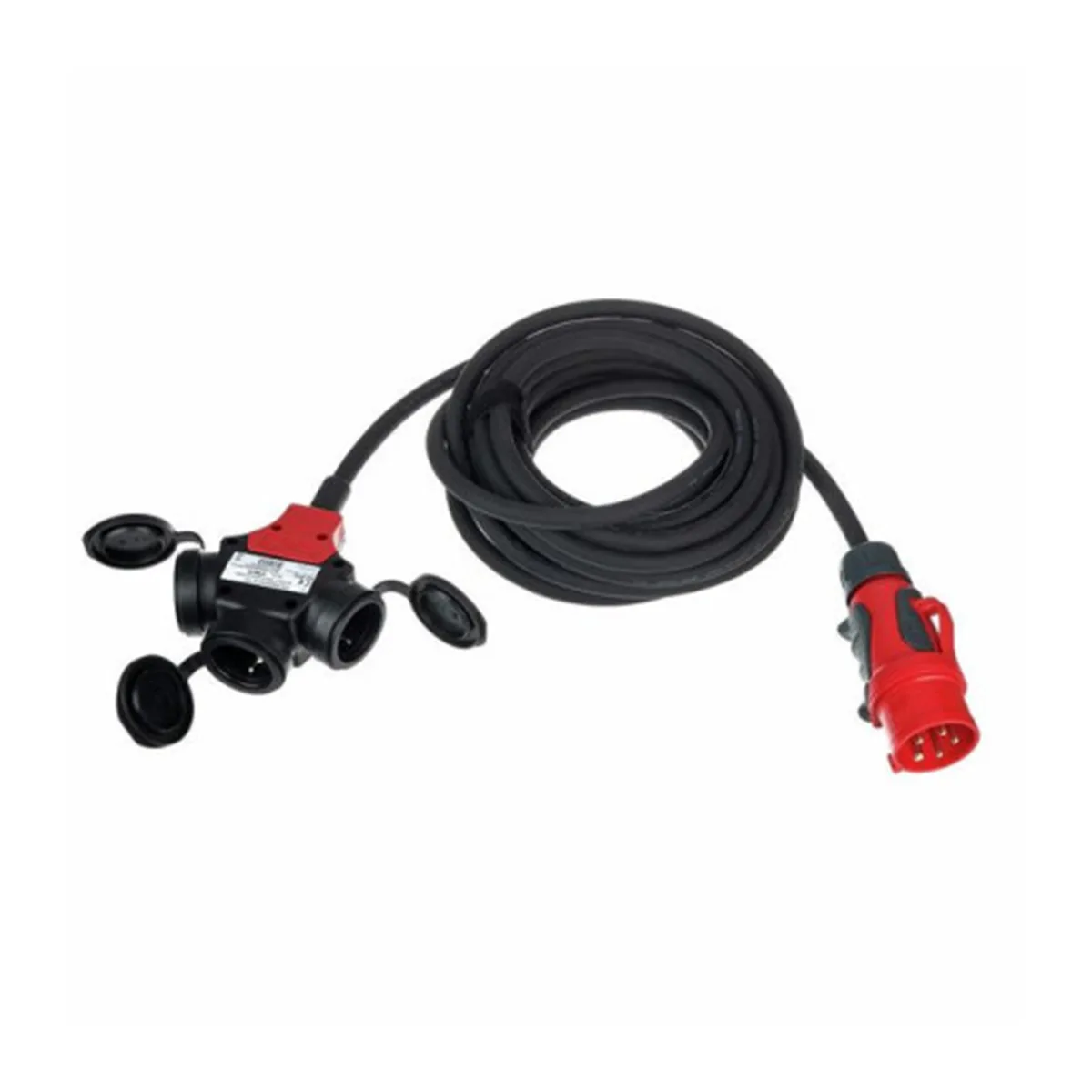Rozdzielacz CEE 16A → 3× Schuko, 10 m — wynajem zasilania 400V w Warszawie
