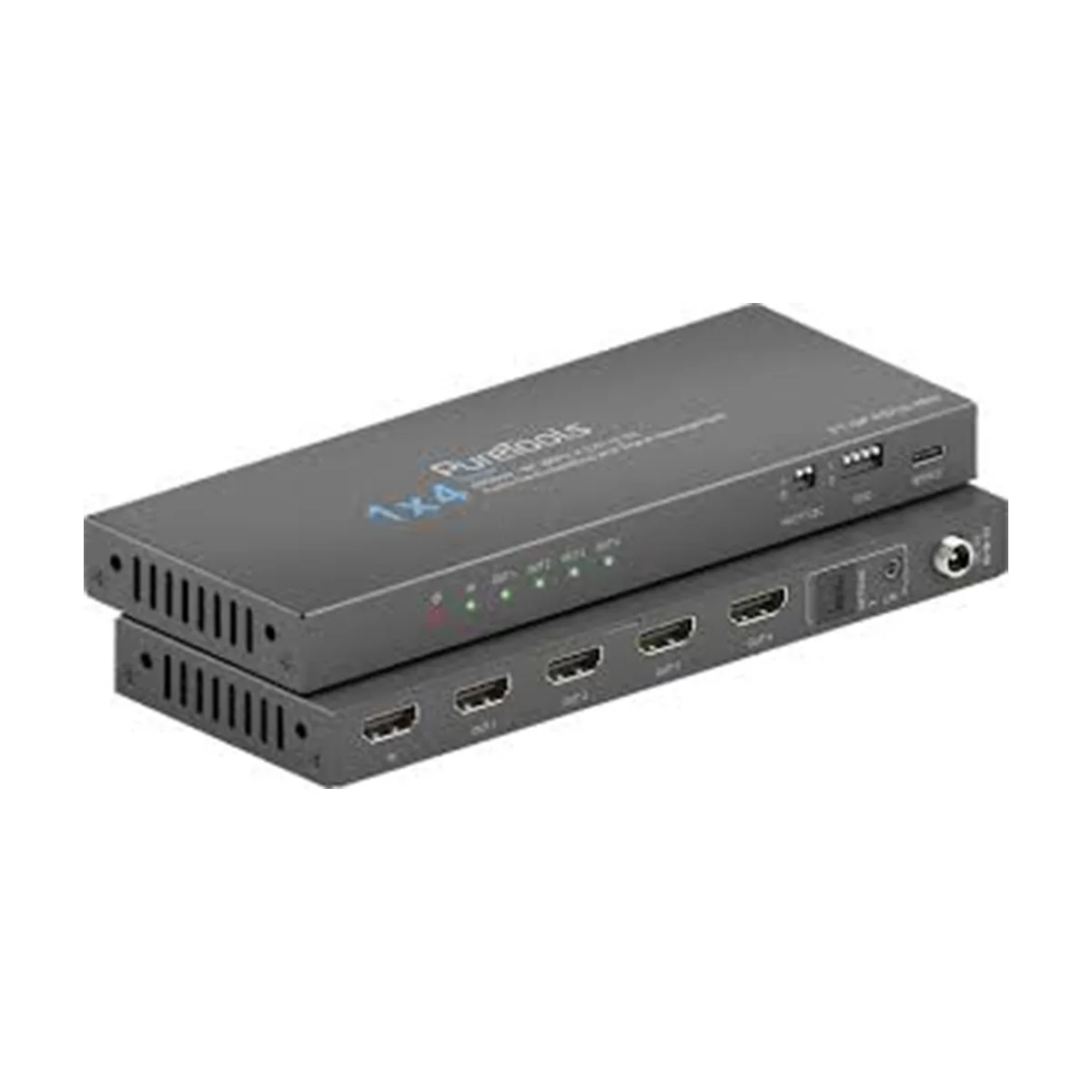 Splitter HDMI PureTools 1×4 ze skalowaniem — wynajem multimediów w Warszawie