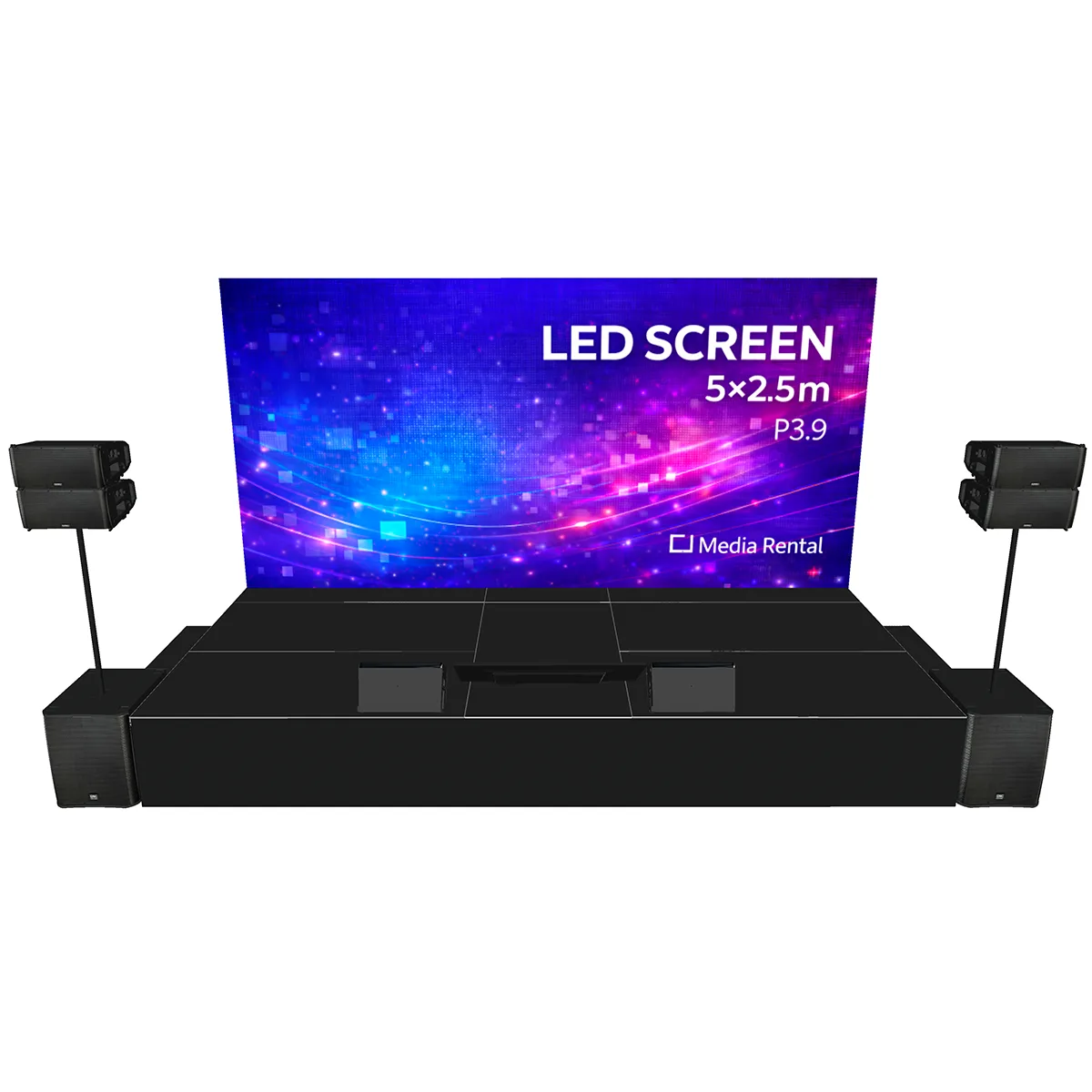 Zestaw konferencyjny Standard: ekran LED 5x2,5 m, QSC i prompter – wynajem na scenę w Warszawie