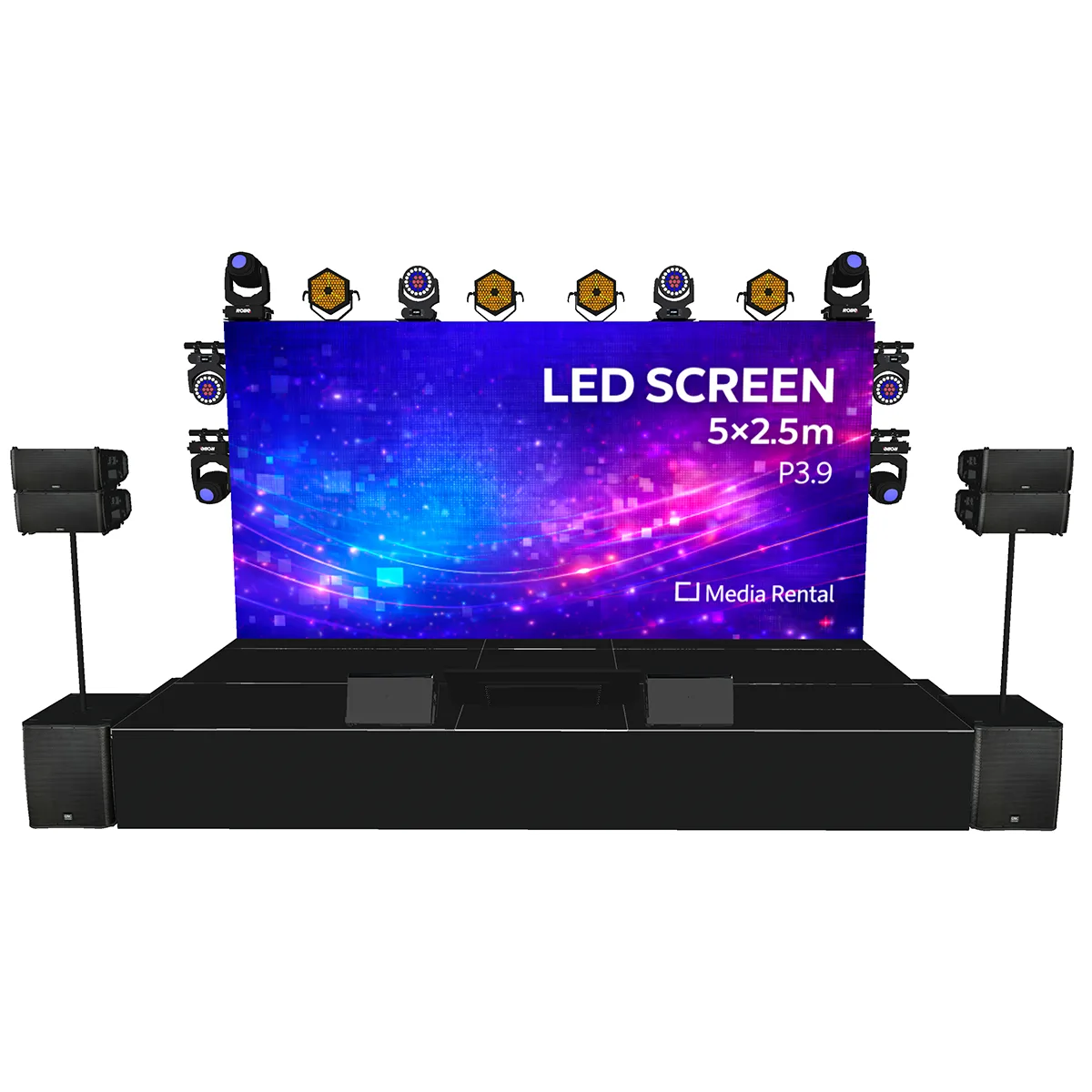 Zestaw Standard+: LED 5x2,5 m, QSC, prompter i światło sceny – wynajem na konferencję w Warszawie