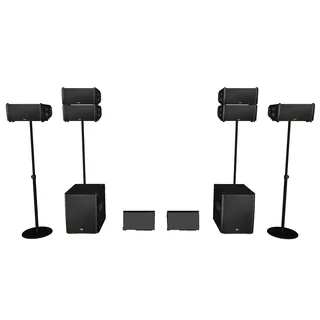 QSC LA108 conference sound system with subwoofers – rental for large venues in Warsaw