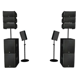 QSC LA108 line array with KS118 subwoofers – headliner sound system for rental, Warsaw